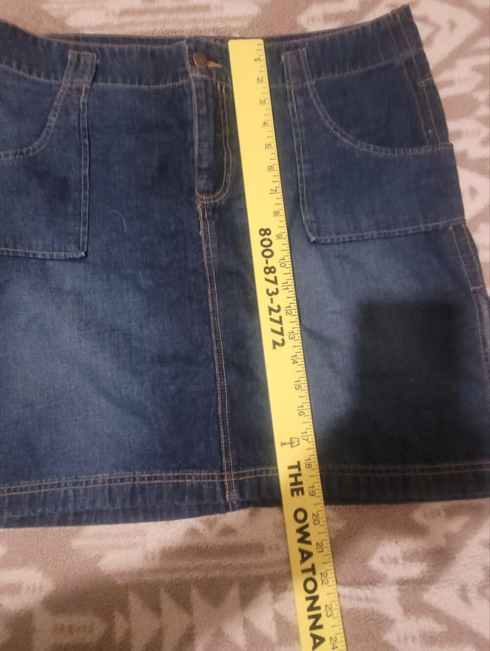 Denim A-Line Skirt - Blue - Picture 9 of 11